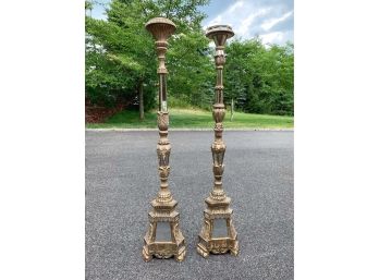 Pair Of Tall 'Victorian Inspired' Pillar Candle Holders