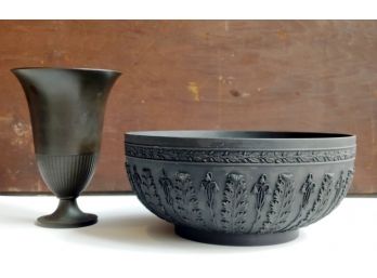 Wedgwood Prestige Basalt Acanthus Bowl (Retail $5000) + Wedgwood Basalt Vase