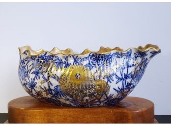 Rare Antique Royal Doulton 'Kensington' Flow Blue Nautilus Centerpiece Bowl