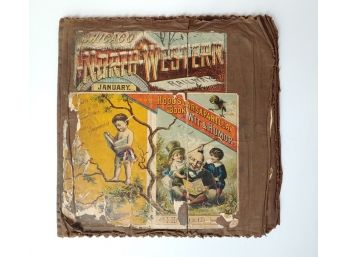 Antique Fabric Scrapbook With Old Trade Card Collection