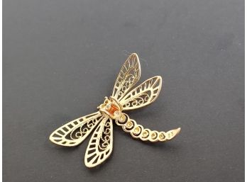 10k Yellow & Rose Gold Dragonfly Pendant