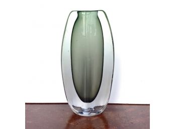 Rare 1950's Nils Landberg For Orrefors Sweden 'Sommerso Dusk' Glass Vase