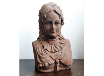 Vintage Large Cast Resin & Painted Figural Female Bust