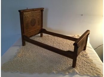 Antique Embossed Wood Miniature Bed