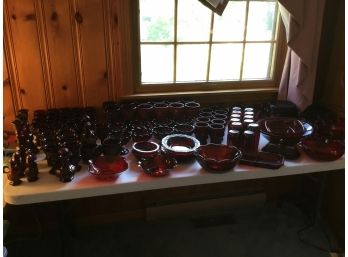 Large Lot Of Red Glass