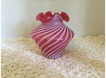 Cranberry And White Vase