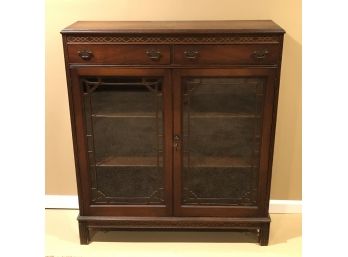 Antique Console With Fretwork Glass Doors