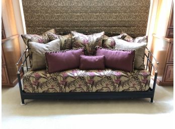 Iron Daybed With Custom Upholstery And Decorative Paint