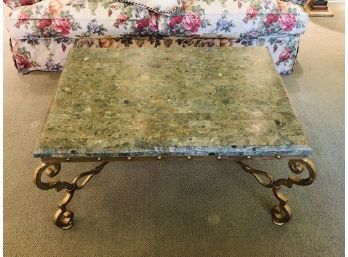 Green Marble Cocktail Table With Gold Metalwork Base