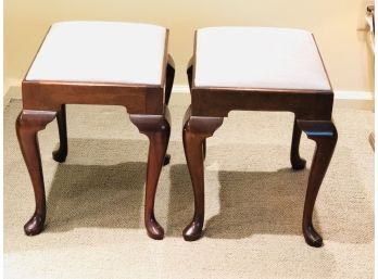 Two Matching Upholstered Small Benches