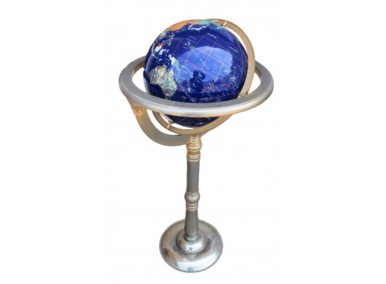 Beautiful Blue Lapis & Gemstone Standing World Globe