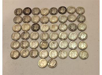 50 Silver Eisenhower Dimes - Mixed Years