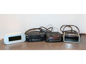 Mixed Lot Of 4 Digital Alarm Clock Radios Sony Dream Machine, Timex & Emerson