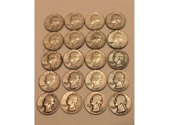 Twenty Mixed Years Sterling United States George Washington Quarters 1943-1964
