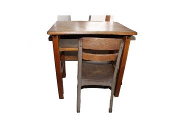 Cute Vintage Wood School Desk & Chair