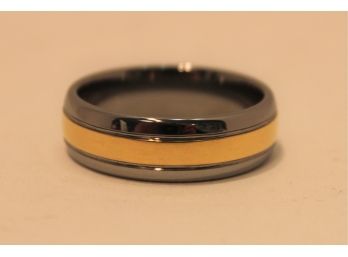 Stauer Gunmetal Tungsten W/Gold Plated Strip Men's Ring Size 13