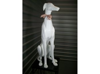 Wonderful Life Size White Whippet Dog Statue - Very Regal & Elegant !