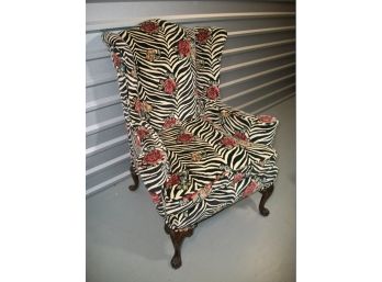 Fabulous Zebra Striped Arm Chair W/Floral Pasttern - GREAT Lines GREAT Form