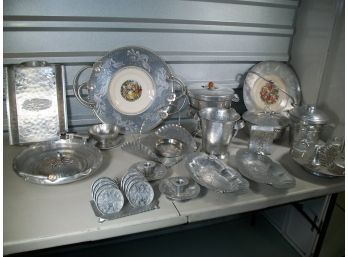 Great Collection Of 18 Pieces Of Vintage Hammered Aluminium - Nice !