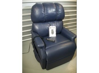 100% LIKE NEW Golden Maxicomfort Blue Leather Power Lift Chair W/Arm Covers