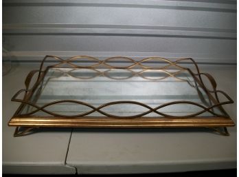 Huge Heavy Gold Gilt Mirrored Vanity Tray Or Centerpiece - Amazing (Paid $795)