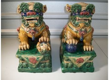 Phenomenal Pair Of Foo Dogs - Incredible Detail & Colors - Extremely  Nice Pair !