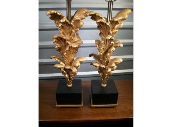 Incredible Pair LARGE Gold Gilt Lamps - Paid $675 Each - AMAZING PAIR !