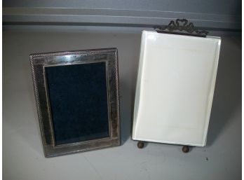 Two Vintage Picture Frames - One Sterling Silver & French Easel Type W/Glass