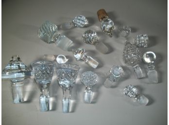 Sixteen (16) Crystal Stoppers - Many Sizes - Many Styles - Nice Lot !