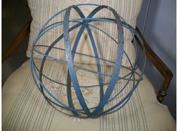 Interesting Vintage Metal Garden Sphere With Old Paint - Cool Piece !