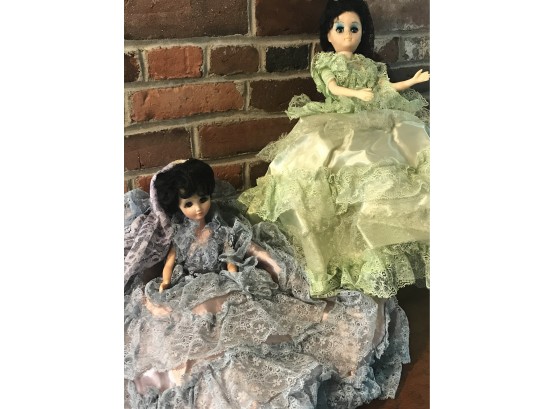 1970's Dolls With Lace Dresses.