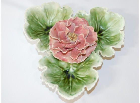 Vintage Divided Rose Ceramic Plate