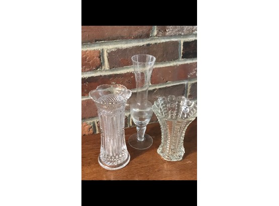 3 Vintage Pressed Glass Vases