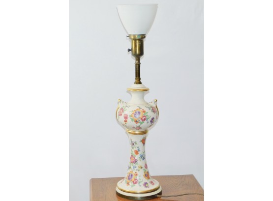 Porcelain Painted Floral Lamp