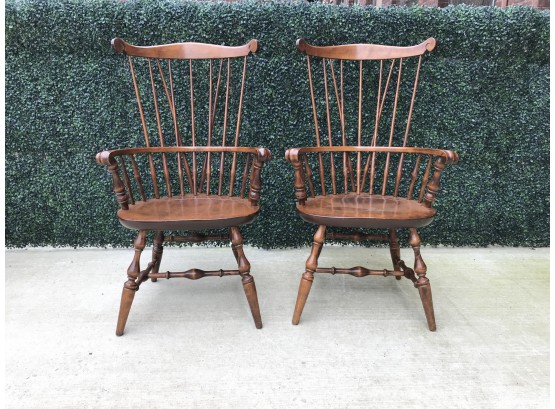 Set Of 2 Antique Shaker Style Spindle Armchairs