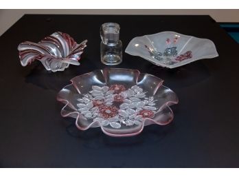 Crystal & Pink Serving Pieces