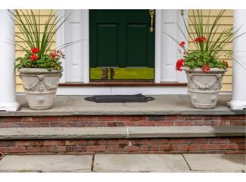 Two Matching Cement Planters