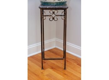 Marble Top And Metal Base Plant Stand