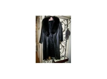 Beautiful Leather & Fur Coat By KIERA Leather Fashions  - Very Nice Condition !