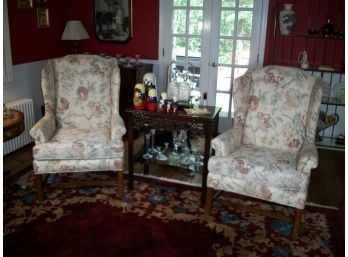 High Quality Pair Of SAM MOORE Wing Chairs - Needs Cleaning - NICE PAIR !