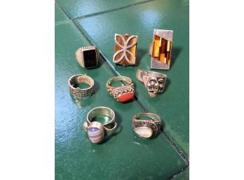 Beautiful Assortment Of 8 (Eight) Vintage Sterling Silver / Gemstone Rings (Lot A)