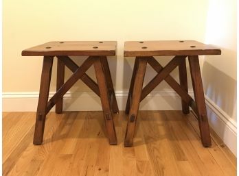Two Small Wooden Side Tables