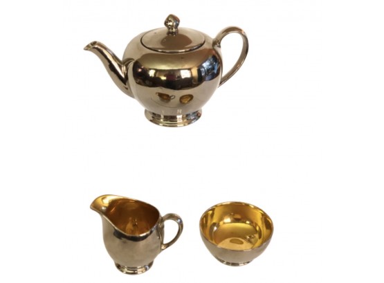 Royal Winton Silver Teapot, Creamer, Sugar