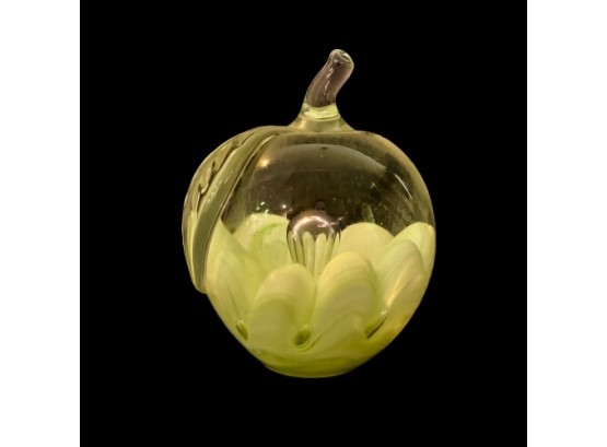 Art Glass Bubble Apple Paperweight