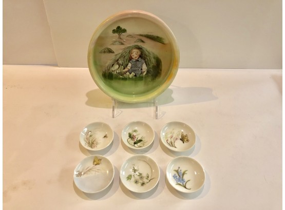 Royal Beyreuth 'Little Boy Blue' Children's Bowl And Six Small Plates