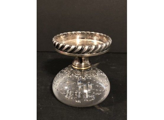 Pairpoint Silver And Crystal Controlled Bubble Paperweight