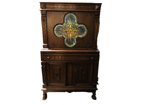 Spectacular Custom Made Backlit Stained-Glass Console