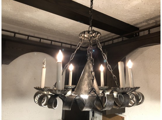 Gothic Chandelier With Wrought-Iron Scrollwork
