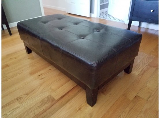 Large Tufted Leather Bench
