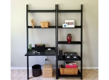 Contemporary Wooden Leaning Bookshelf & Writing Desk (Contents NOT Included)